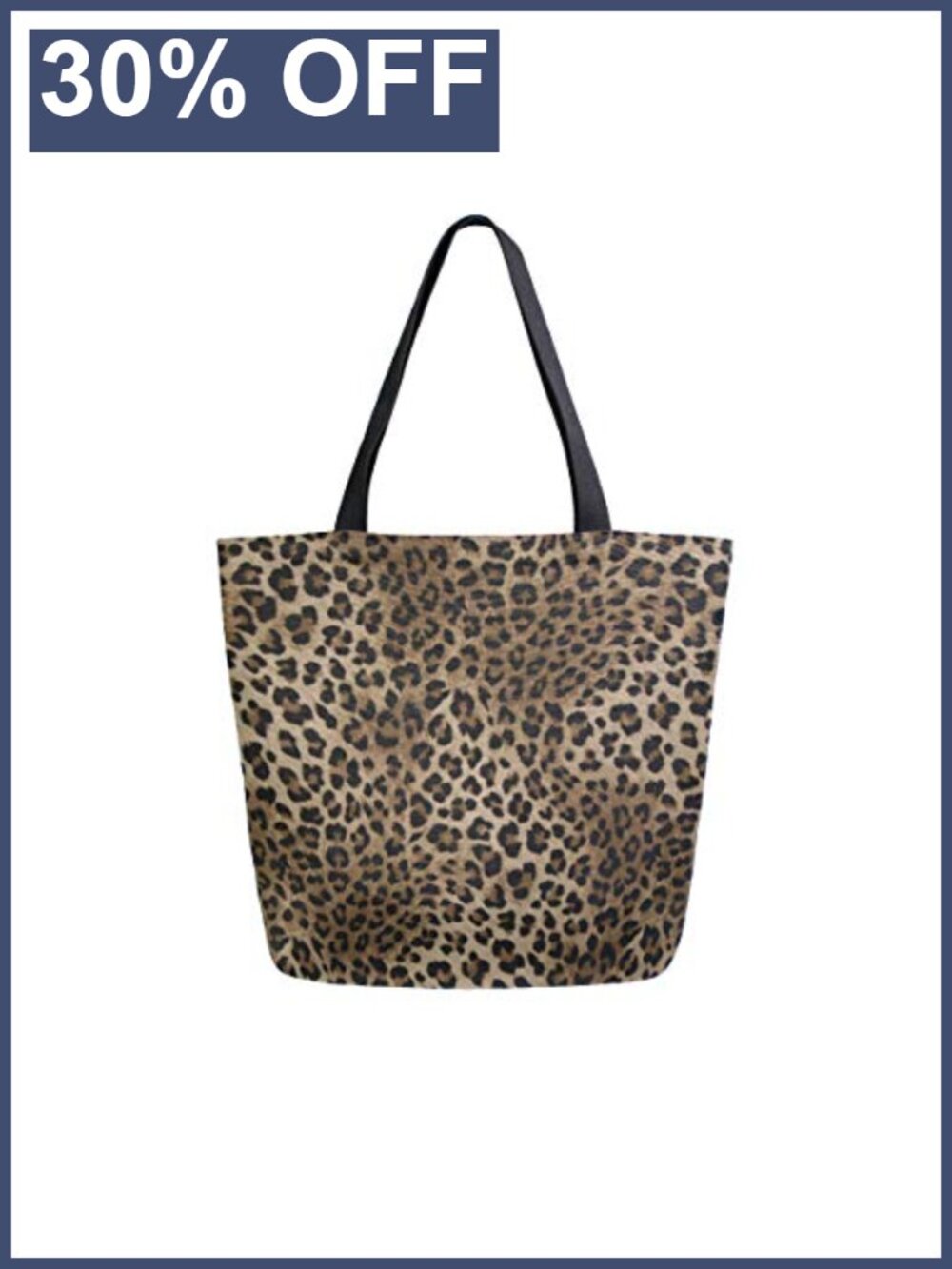 Canvas Tote Bag Large Leopard Print Reusable Grocery Shopping Bag